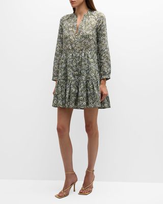 Bassano Floral Long-Sleeve Tiered Mini Dress