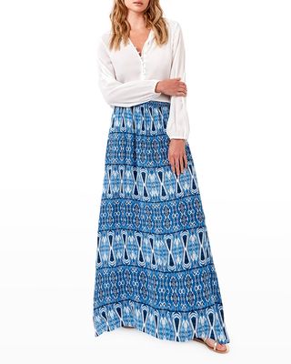 Batik Abstract Printed Circle Maxi Skirt