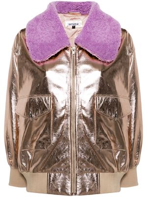 Batsheva Alex leather bomber jacket - Gold