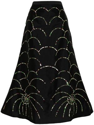 Batsheva Alison sequin-embellished A-line skirt - Black