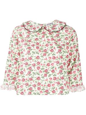 Batsheva Anise floral-print cotton blouse - Green