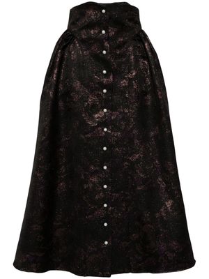 Batsheva Bella metallic-jacquard midi skirt - Black