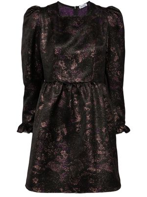 Batsheva floral-jacquard square-neck dress - Black