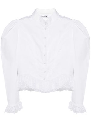 Batsheva Grace lace-trim cotton blouse - White