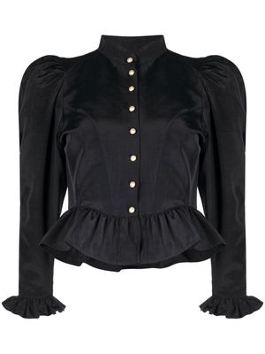 Batsheva Grace puff-sleeve peplum blouse - Black
