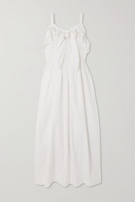 Batsheva - Katja Tie-front Ruffled Broderie Anglaise Cotton Midi Dress - White
