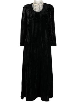 Batsheva lace-panelling velvet-finish dress - Black