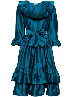 Batsheva Patty bow-embellished satin midi dress - Blue