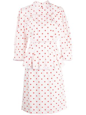 Batsheva peplum-waist short-sleeve mini dress - White