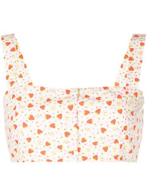 Batsheva strawberry-print bralette-style blouse - Multicolour