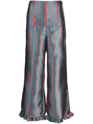 Batsheva striped jacquard straight leg trousers - Brown