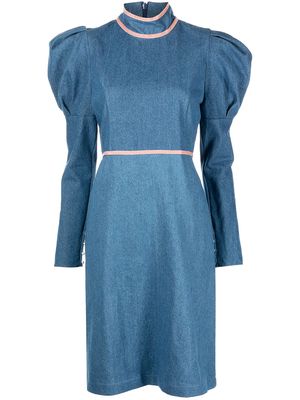 Batsheva Tate velvet trim dress - Blue