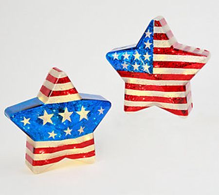 Battery-Operated Mercury Glass Americana Stars by Gerson Co.