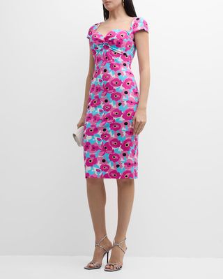 Battiata Floral-Print Twist-Front Midi Dress
