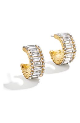 BaubleBar Baguette & Round Crystal Huggie Hoop Earrings in Gold