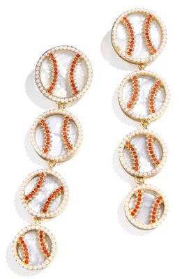 BaubleBar Baseball Linear Drop Earrings in White