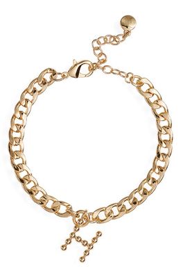 BaubleBar Bead Initial Charm Bracelet in Gold- H