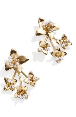 BaubleBar Blossom Imitation Pearl Drop Earrings in Gold