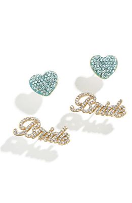 BaubleBar Bride & Heart Stud Earring Set in Blue Multi 