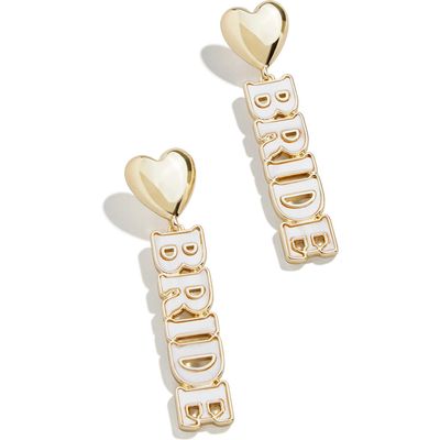 BaubleBar Bride Heart Statement Drop Earrings in White 