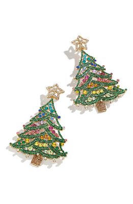 BaubleBar Christmas Tree Drop Earrings in Green