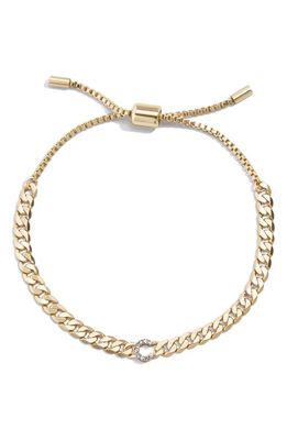 BaubleBar Crystal Pavé Initial Slider Bracelet in Gold-C