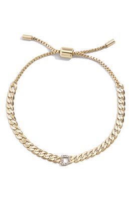 BaubleBar Crystal Pavé Initial Slider Bracelet in Gold-D