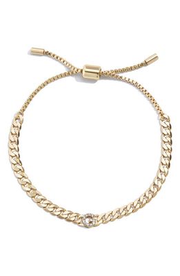 BaubleBar Crystal Pavé Initial Slider Bracelet in Gold-G
