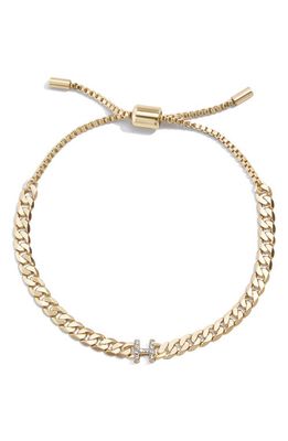 BaubleBar Crystal Pavé Initial Slider Bracelet in Gold-H