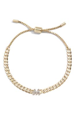 BaubleBar Crystal Pavé Initial Slider Bracelet in Gold-M