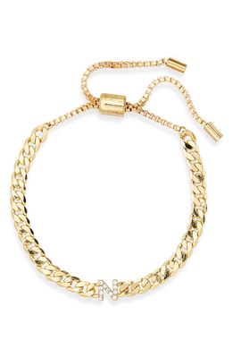 BaubleBar Crystal Pavé Initial Slider Bracelet in Gold-N