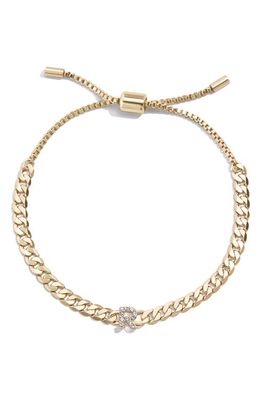 BaubleBar Crystal Pavé Initial Slider Bracelet in Gold-R