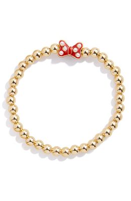 BaubleBar Disney Minnie Mouse Pisa Imitation Pearl Bow Stretch Bracelet in Gold