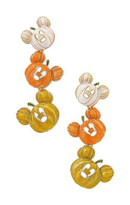 BaubleBar Disney Three Station Pumpkin Earrings in Orange.