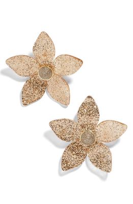 BaubleBar Glitter Resin Flower Earrings in Gold