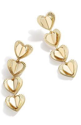 BaubleBar Linear Drop Heart Earrings in Gold