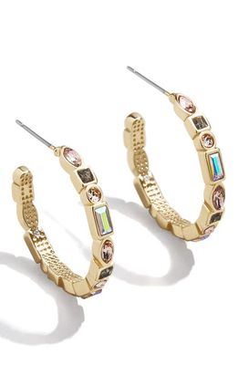 BaubleBar Mixed Crystal Hoop Earrings in Gold/Multi