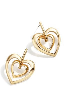 BaubleBar Nested Heart Drop Earrings in Gold