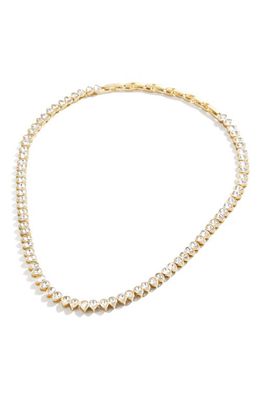 BaubleBar Pear Cut Stone Tennis Necklace in Clear/Yellow Gold