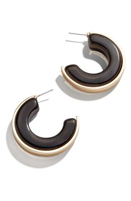 BaubleBar Resin Metal Outline Hoop Earrings in Black