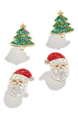 BaubleBar Santa Claus Set of 2 Stud Earrings in Green/red Multi