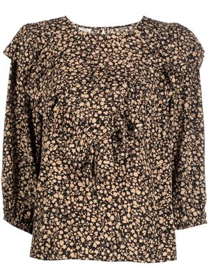 Baum Und Pferdgarten floral-print ruffle blouse - Black