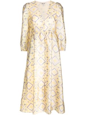 Baum Und Pferdgarten geometric-print midi dress - Yellow
