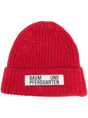 Baum Und Pferdgarten logo-patch ribbed beanie - Red