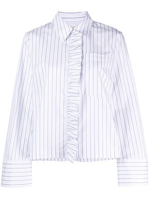 Baum Und Pferdgarten ruffle-trim striped shirt - White