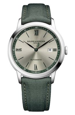 Baume & Mercier Classima 10696 Automatic Canvas Strap Watch, 42mm in Silver 