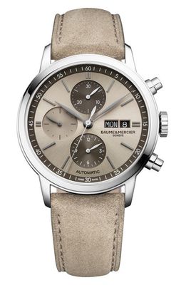 Baume & Mercier Classima Chronograph Leather Strap Watch, 42mm in Sand And Anthracite 