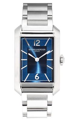 Baume & Mercier Hampton Bracelet Watch, 43mm x 27mm in Silver/Opaline Blue 