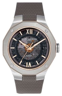 Baume & Mercier Riviera 10720 Skeleton Rubber Strap Automatic Watch