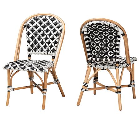 Baxton Studio Ambre Natural Rattan Bistro Chair Set of 2